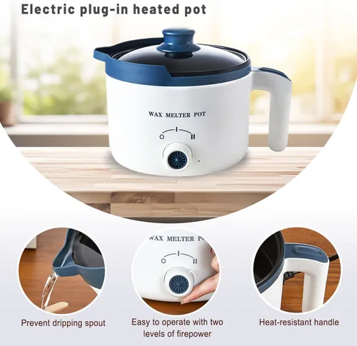 Miniatura 4 de Ksedcon Derretidor de cera para hacer velas con boquilla de vertido, kit de olla de fusión de cera eléctrica incluye mechas, calcomanías de mecha