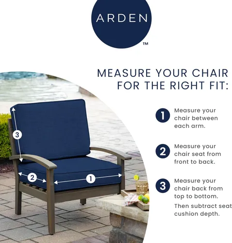 Miniatura 3 de Arden Outdoor Deep Seat Cushion Set, 24 x 24 pulgadas, Cojín para exteriores resistente al clima, a la lluvia y a la decoloración para silla, sofá