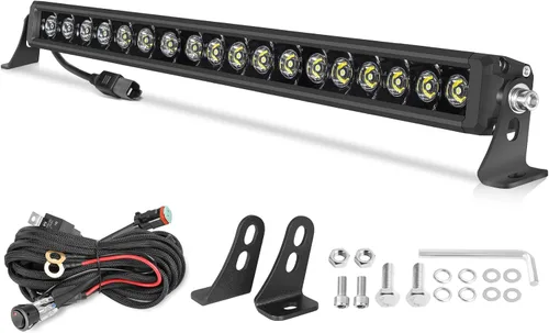 Miniatura 17 de OFFROADTOWN 8inch 120W 2pcs LED Light Bar Amber Single Row Fog Lights LED Pods Slim Offroad Driving Lights Yellow Spot Bumper Light with Wiring