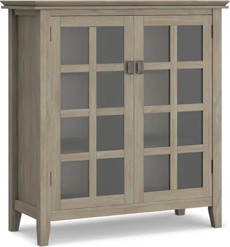Miniatura 24 de SIMPLIHOME Armario de almacenamiento artesanal, gabinete de almacenamiento bajo de madera maciza de 30 pulgadas de ancho en marrón miel, gabinete