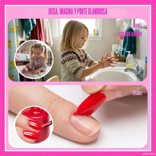 Miniatura 4 de Set de maquillaje cosmético Barbie para niñas con brillo de labios súper brillante, esmalte de uñas y pegatinas para uñas 11 piezas, perfecto