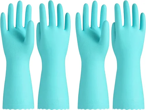 Miniatura 12 de PACIFIC PPE 2 pares de guantes de limpieza reutilizables para lavavajillas, hogar, cocina, forro de algodón, azul, talla S