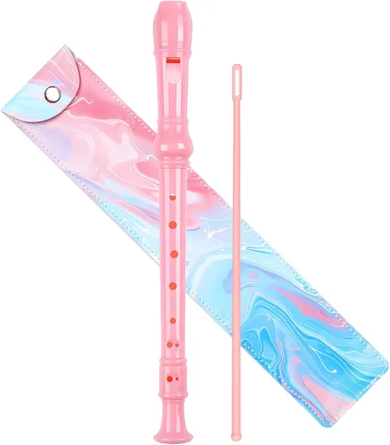 Miniatura 13 de Instrumento de flauta soprano para niños principiantes estudiantes, digitación alemana, llave C, flauta soprano de 3 piezas con varilla de limpieza