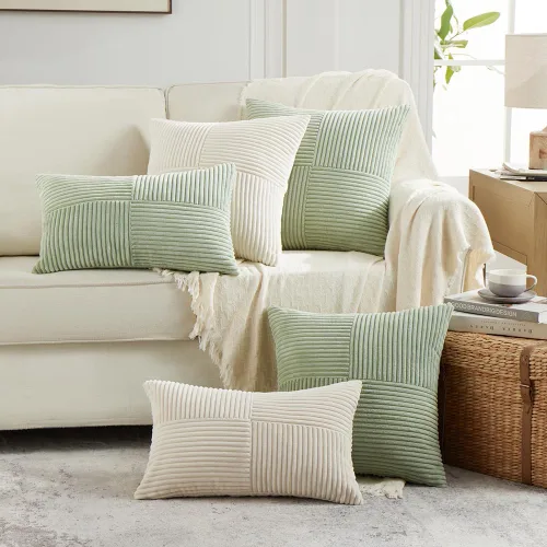 Miniatura 6 de Fancy Homi - Paquete de 2 fundas de almohada decorativas crema de 22 x 22 pulgadas para sala de estar, sofá, cama, estilo rústico, bohemio
