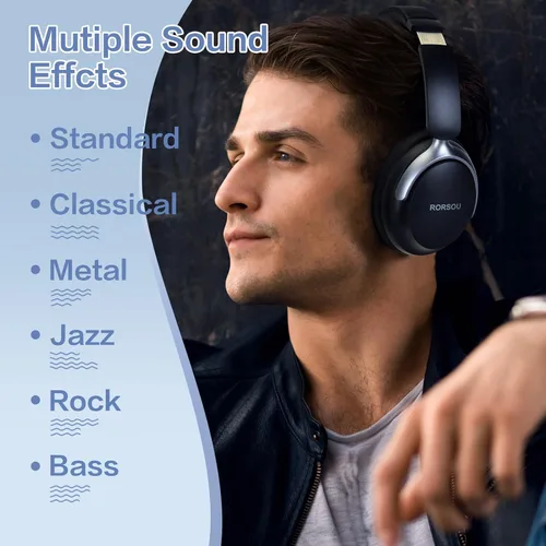 Miniatura 4 de B8 - Audífonos Bluetooth supraaurales, 6 modos de música EQ y 50 horas de reproducción, graves profundos, inalámbricos, con micrófono, plegables
