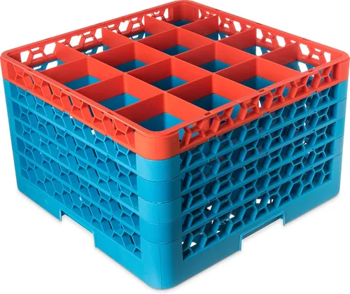 Miniatura 47 de Carlisle FoodService Products RG9-214 OptiClean Estante de vidrio con 9 compartimentos con 2 extensores, 7.12 pulgadas, polipropileno, azul
