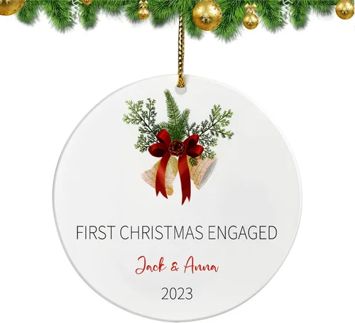 Miniatura 10 de Adorno personalizado para pareja comprometida 2024, primera Navidad para casados juntos comprometidos, adornos de Navidad personalizados, idea