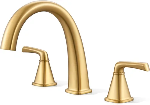 Miniatura 9 de Grifo de bañera romana de alto flujo con ducha de mano, grifo de bañera de montaje en cubierta mate negro de 4 agujeros con válvula, grifos