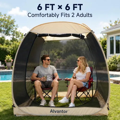 Miniatura 2 de Alvantor Tienda de campaña desplegable para casa, cenador instantáneo al aire libre con mosquitera y protección solar UPF 50+, refugio portátil