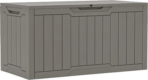 Miniatura 10 de YITAHOME Caja de cubierta de 32 galones, almacenamiento de resina con tapa con cerradura y asas laterales, contenedor pequeño