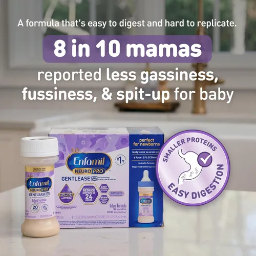Miniatura 4 de Enfamil Neuropro Gentlease - Fórmula para bebés, lista para alimentar Botella Nursette, alivia los gases y el llanto, vitaminas y minerales