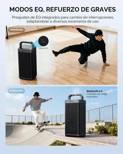 Miniatura 7 de COMISO Altavoz Bluetooth portátil con graves profundos, 150W de potencia máxima, altavoz impermeable IPX6 para exteriores con 12 horas