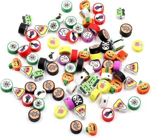 Miniatura 17 de 100 cuentas de arcilla polimérica mixta Heishi para hacer pulseras, aretes, collares, joyas Bola