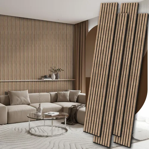 Miniatura 16 de RITOLLO Paneles de madera para pared de 4.92 x 7.68 pulgadas, paneles acústicos para decoración de pared interior, panel de absorción de sonido