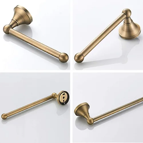 Miniatura 3 de Flybath Juego de accesorios de baño de 2 piezas, toallero y soporte para papel higiénico, latón antiguo, montado en la pared, bronce cepillado