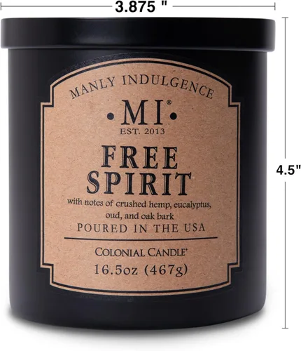 Miniatura 4 de Manly Indulgence Free Spirit - Velas perfumadas para hombres, 16.5 onzas, una sola mecha, cera de mezcla de soja premium, 60 horas de combustión