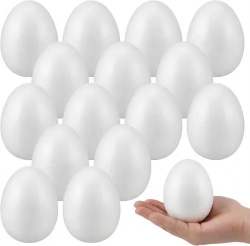 Zonon 15 huevos de espuma para manualidades, 3.15 x 2.17 pulgadas, huevos de espuma de poliestireno blanco para Halloween, Pascua, manualidades,