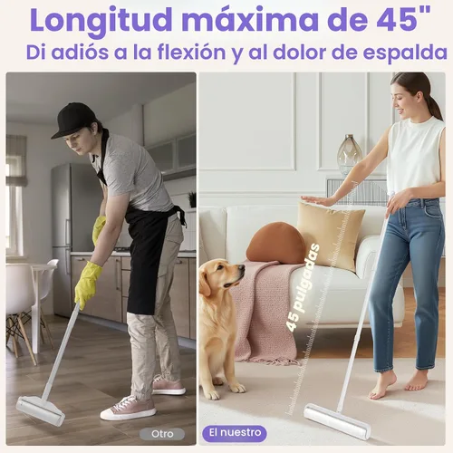 Miniatura 3 de DELOMO - Rodillos de pelusa extra grandes de 14.17 pulgadas para pelo de mascotas, rodillos adhesivos para suelo con 3 asas extensibles y 4