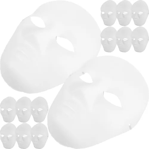 Miniatura 8 de Amosfun 24 máscaras de bricolaje pintura en blanco masculina máscara de cara completa para Halloween, fantasma, cosplay, mascarada, hip hop, baile
