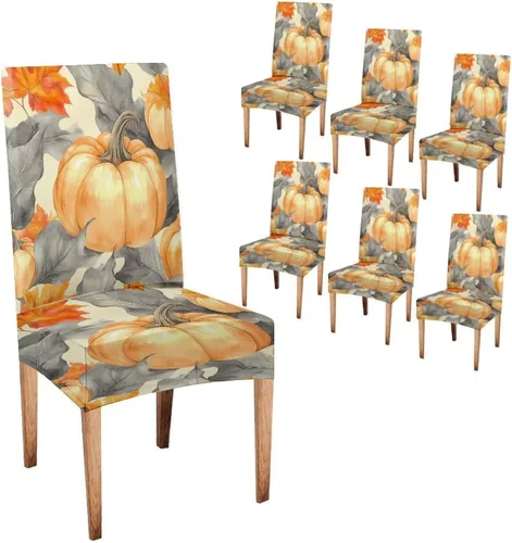 Miniatura 79 de CAPSCEOLL Juego de 4 fundas elásticas para sillas Parsons de color marrón y gris, universales, extraíbles y lavables, fundas de asiento protectoras