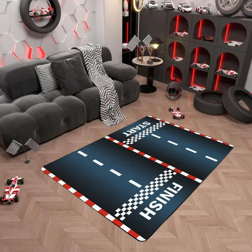 Miniatura 47 de Alfombra de Juego de Autos de Carreras para Niños, Alfombras de Juego para Niños, Alfombra de Sala de Juegos para Niños con Respaldo de Goma