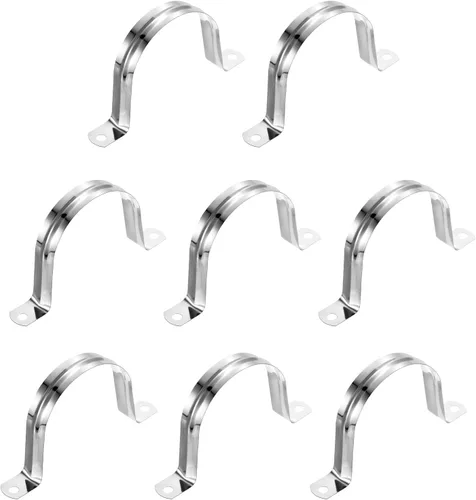 Miniatura 44 de uxcell 6 correas rígidas de tubo, 4.331 in (4.33 pulgadas) 201 de acero inoxidable 201 con 2 agujeros en forma de U, abrazaderas de tubo para fijar