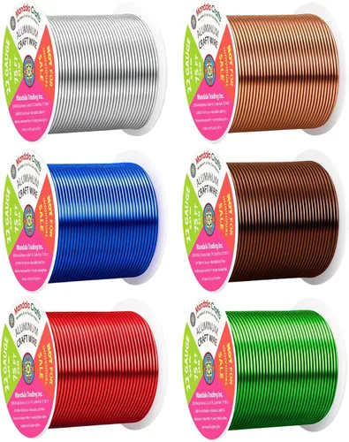 Miniatura 390 de Mandala Crafts - Alambre de aluminio anodizado de 8 calibre para hacer joyas - 9.75 m de alambre flexible negro colorido - Flexible para bonsái