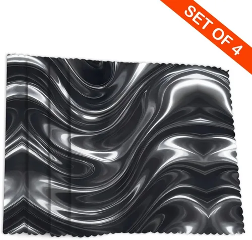 Miniatura 4 de Rectangular Placemats Set of 4, Heat Resistant Liquid Metal Printed Kitchen Dining Table Mats