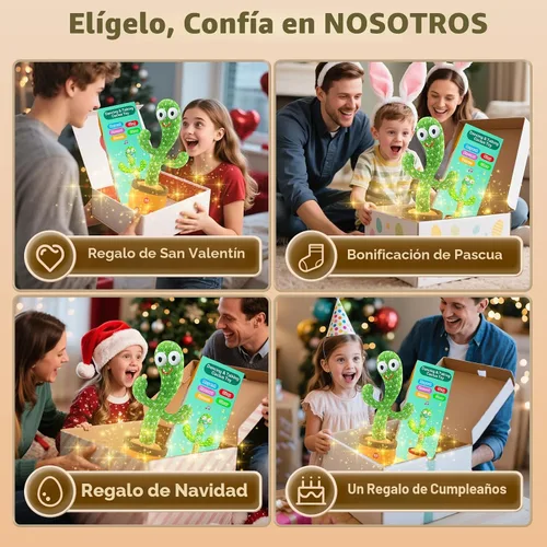 Miniatura 6 de SANJOIN Juguete de Cactus para Bebé que Habla, Baila y Canta con Volumen Ajustable, para Niña de 1 Año, Juguetes Infantiles para 0-6, 6-12 Meses