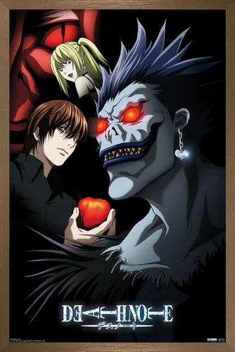 Miniatura 15 de Trends International Death Note - Póster de pared de grupo, 14.725 x 22.375 pulgadas, versión enmarcada de madera de granero
