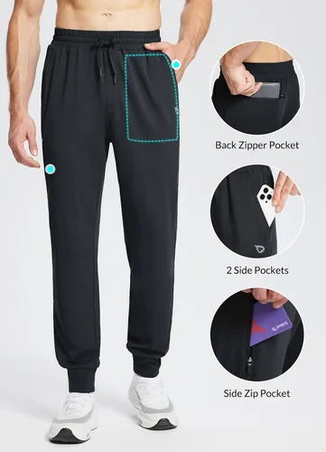Miniatura 4 de BALEAF Pantalones deportivos de algodón de 27 pulgadas para hombre, pantalones deportivos para correr, ligeros, con bolsillos, longitud de 78