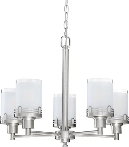 Miniatura 8 de 3 luces de vidrio industrial moderno con acabado de níquel cepillado. Accesorio de iluminación y decoración de jaula de alambre de metal para sala