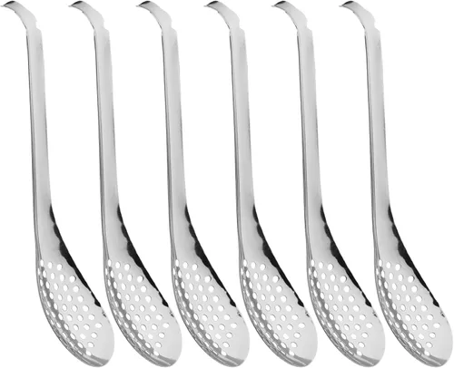 Miniatura 7 de Cuchara de esferificación - Juego de 2 cucharas de esferificación de acero inoxidable Molecular Slotted Bar Spoon Kitchen - KICW0071 (Plata)