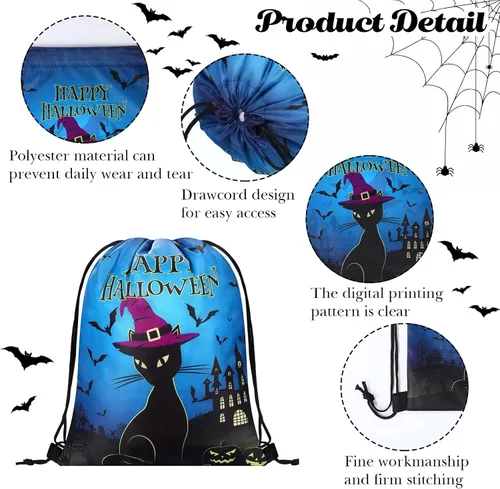 Miniatura 2 de Paterr 16 bolsas de regalo de Halloween, bolsas de regalo de Halloween, bolsas de regalo de fantasma, dulces, bolsa de envoltura para dulce o truco