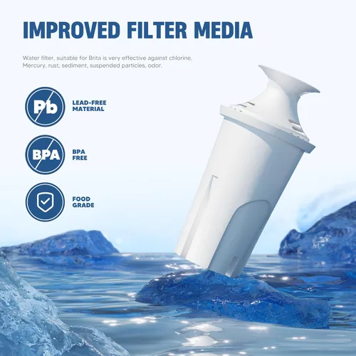 Miniatura 7 de Filtro de agua de repuesto compatible con jarras y dispensadores de agua Brita, de DESENRUIS para Classic 35557, OB03, Mavea 107007, reduce cloro