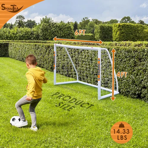 Miniatura 2 de SHANTRA Portería de fútbol de 12 x 6/10 x 6.5/8 x 5/6 x 4 pies para patio trasero, redes de fútbol de tamaño completo para niños y adultos, portería