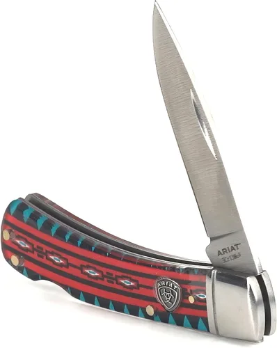 Miniatura 6 de ARIAT Aztec - Cuchillo de bolsillo plegable de hoja lisa, acrílico, multicolor, hoja de 3 pulgadas (grande)