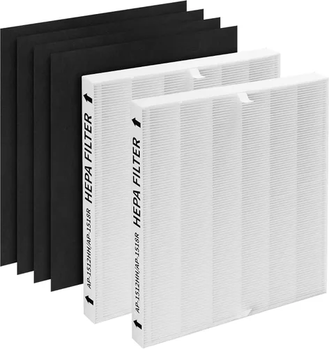 Paquete de 2 filtros de repuesto AP-1512HH, compatibles con Coway AP-1512HH Mighty Purifier, parte # 3304899, con 4 filtros de carbono adicionales