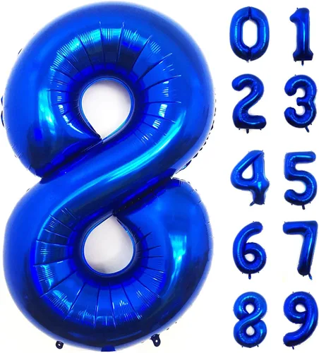 Miniatura 9 de Lovoir Globo azul marino de 40 pulgadas con el número 0 de gran tamaño de papel de aluminio de Mylar para helio azul oscuro para fiesta de Azul