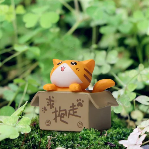 Miniatura 5 de Walbest Lindas figuras de gato para decoración de escritorio, gato en miniatura en caja de cartón, figuras de gato, caja coleccionable, figura