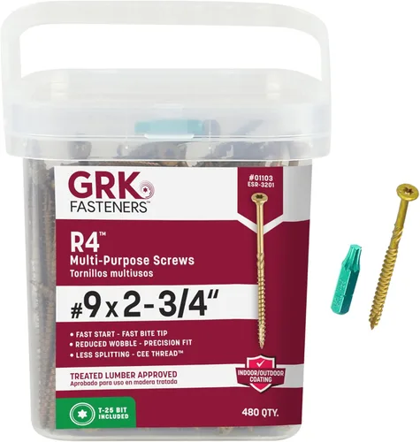 Miniatura 12 de GRK Fasteners R4™ # 9 x 1-1/2 pulgadas, tornillos de marco multiusos, 820 piezas, revestimiento Climatek™ resistente a la corrosión, vallas