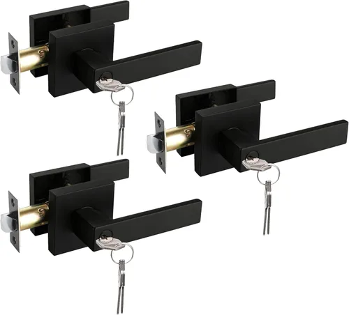Miniatura 25 de NEWBANG Manija de palanca de puerta sólida con acabado negro mate