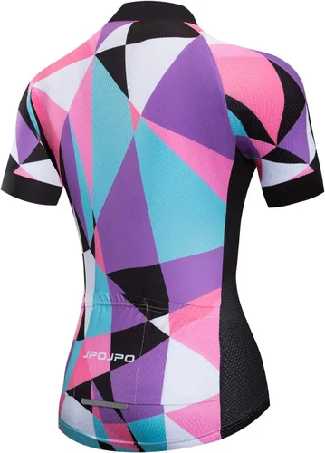Miniatura 142 de Camiseta de ciclismo para mujer, manga corta y pantalones cortos de ciclismo acolchados para verano