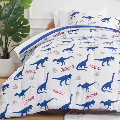 Miniatura 13 de SLEEP ZONE - Juego de edredón de 5 piezas tamaño Individual para niños, estampado suave, con edredón, sábanas y fundas para cojín y almohada, diseño