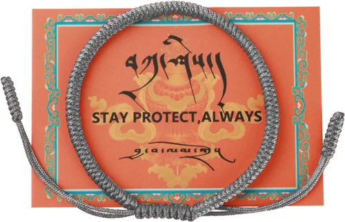 Miniatura 13 de Auténtica pulsera de nudo Dorje bendecida hecha a mano por monjes tibetanos con protección y talismán para mujeres y hombres F-rojo+multicolor+rojo