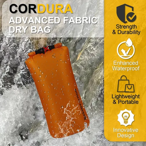 Miniatura 2 de CORDURA - Bolsa seca impermeable mejorada, duradera y ligera, bolsa de almacenamiento para senderismo, kayak y rafting, con silbato de Naranja