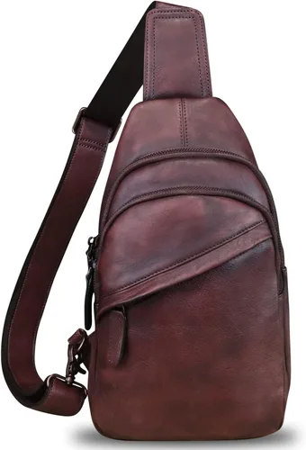 Miniatura 2 de Bolso de cuero genuino para hombres y mujeres, mochila de cuero vintage, bolso cruzado de hombro a la moda