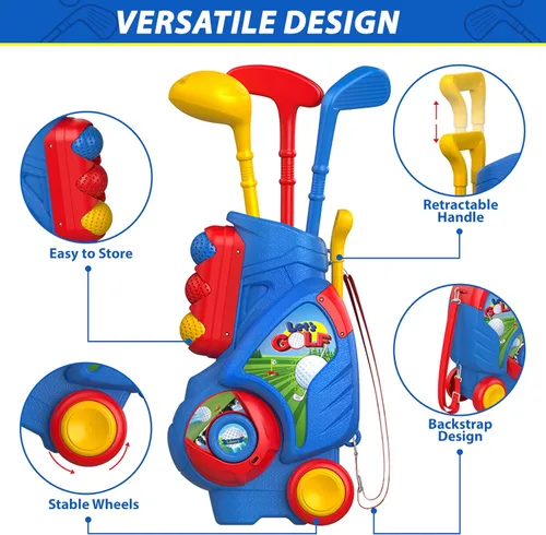 Miniatura 3 de Liberry Juego de Golf para Niños Pequeños de 2, 3 y 4 años Niños Niñas, Juego Mejorado de Palos de Golf para Niños con Carrito, Tapete de Putting