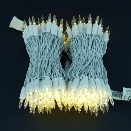 Miniatura 2 de 200 unidades de luces de Navidad LED de color blanco cálido, 66 pies de alambre blanco con certificación UL, juego de luces de cadena de calidad
