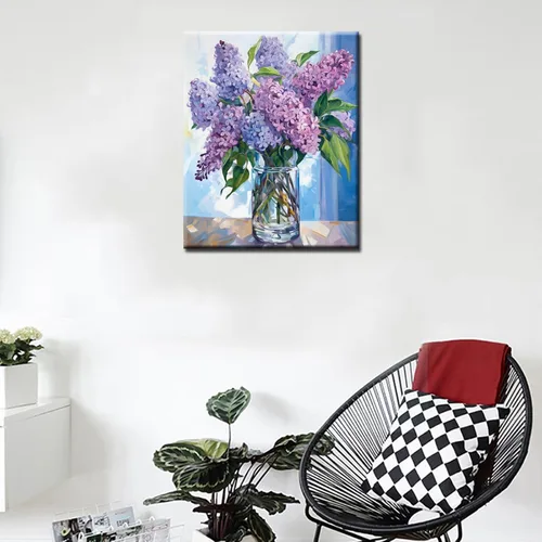 Miniatura 3 de Tucocoo Pintura por números con flores de lirio azul en una jarra de vidrio DIY en lienzo con pinceles, pinturas acrílicas, pintura de grafiti por